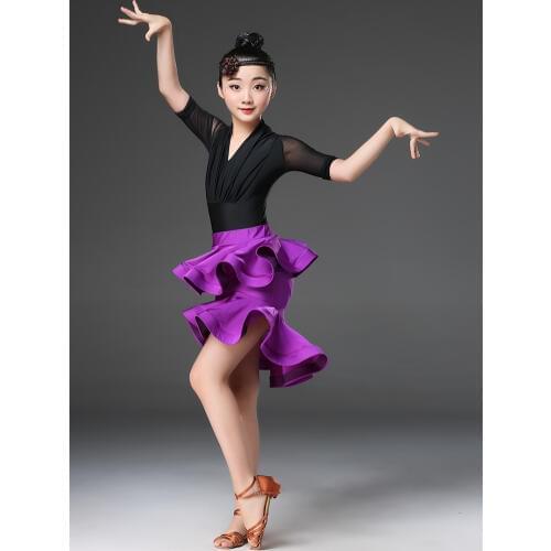 Children Professional Sexy Latin Dance Dress Modern Ballroom Rumba Dance Costumes Girls Tango Samba Practice Dancing Skirts