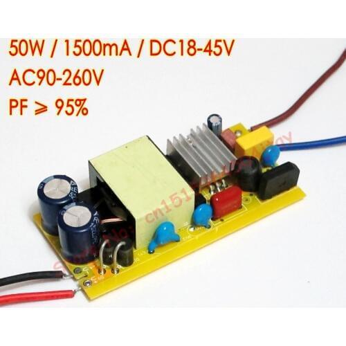 50W 1500mA DC 18V ~ 45V LED Driver For high power LED floodlight Chip Transformers Power Supply Input AC 90V-260V 110V 220V