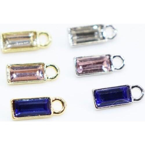 Eruifa 10pcs 8*4mm Rectangle Rhinestone Coin Zinc Alloy Necklace,Earring Bracelet Jewelry DIY Handmade 3 Colors