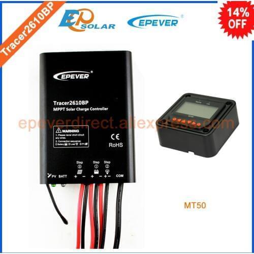 12v 10A 10amp solar mppt regulator with MT50 remote meter,MT50 not apply to lithium battery Tracer2610BP