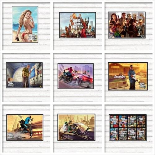 GTA 5 Grand Theft Auto San Andreas Gaming coated paper poster Mural de Pared Pegatinas Decoracion Del Hogar