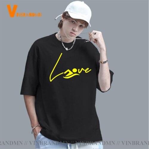 Heartbeat I Love Swimming Swim Swimmer Funny Unisex Graphic Fashion New Cotton Short Sleeve T Shirts men O-Neck Harajuku T-shirt