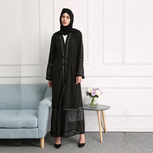 Kaftan Dubai Abaya Kimono Lace Cardigan Muslim Hijab Dress Long African Dress Womens Caftan Robe Femme Islamic Clothing F2814