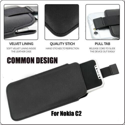 Casteel PU Pull Tab Sleeve Pouch Leather Case For Nokia C2 5.3 Case Cover