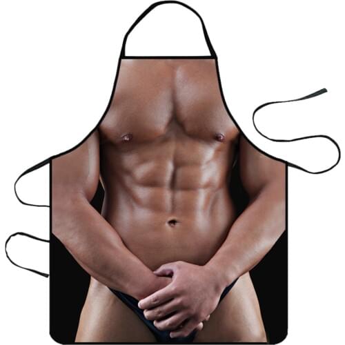 Kitchen Apron Male Personalized Work Clothing Apron For Cooking BBQ Individual Muscle Printing Apron For Men Funny Cooking