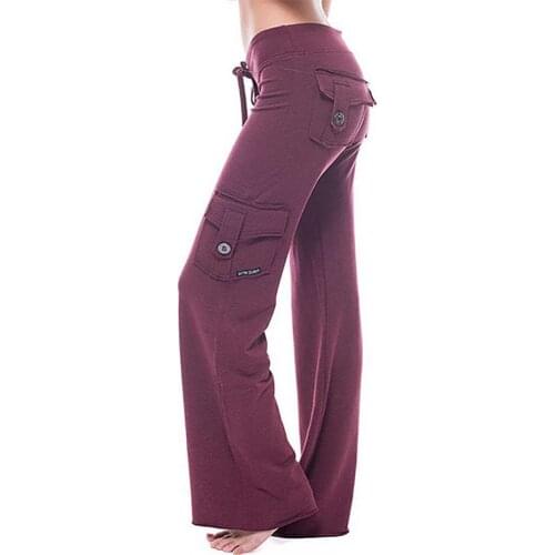 60%HOTPants Strong Elastic Buttons Sweatpants Strong Elastic Yoga Pants for Sports