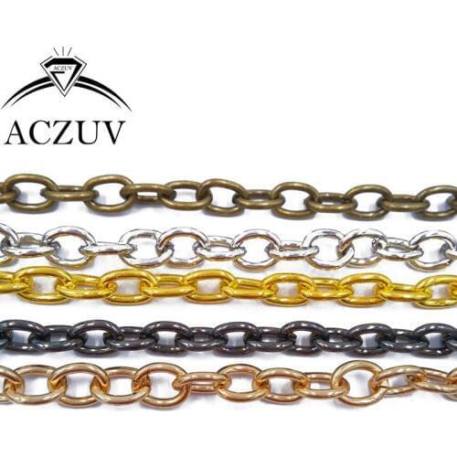 50m 5mm Rhodium Gold Gunmetal Antique Bronze Metal Cable Chains Findings Jewelry Necklaces Purse Chain and Cothing Accessories
