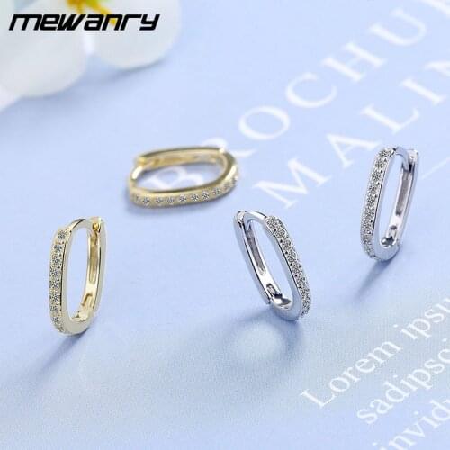 Mewanry Prevent Allergy 925 Sterling Silver Zircon Earrings for Women New Fashion Simple Geometric Wedding Jewelry Gifts