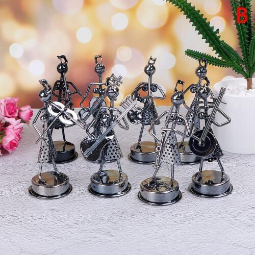 Mini Iron Music Band Model Miniature Musicians Figurines Arts Craft Decorations Send Randomly 1 PCS