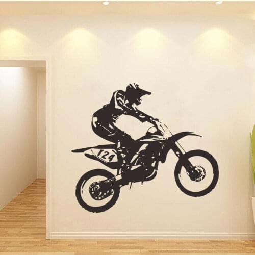 Motorcycle Carved Wall Sticker Motorcyclist Motorcycle Motocross Boys Room Decor Wall Decal Vinyl Home Wall Decor Poster X913