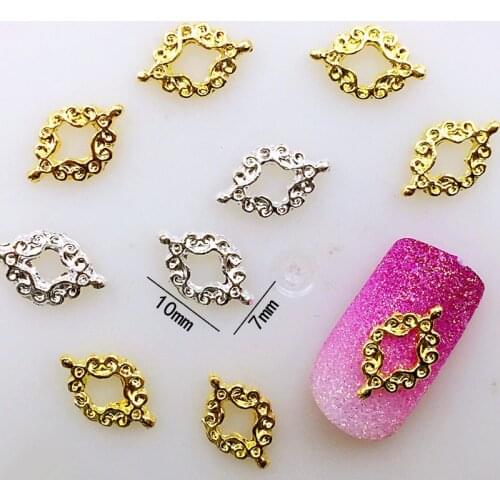 50pcs/pack Japan Korea Alloy Nail Art 3D Gold Silver Lips Metal Accessorie Collection for Phototherapy Nail Sticker DIY