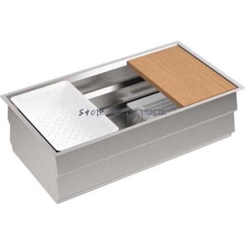 Single Sink Large Sink Kitchen Thickened And Deepened Undercounter Basin Ladder 304 Stainless Steel Sink Single Sink