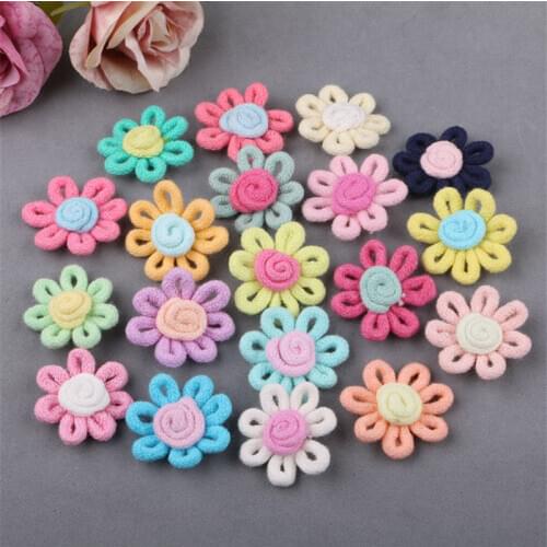 Wholesale 100PCS Handmade Kawaii Fabric Spring Flowers for Girls Hair Jewelry Clips Headband Decoration Todler Headwear DIY