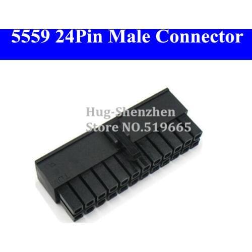 Wholesale 500pcs ATX/EPS Molex 4.2mm 5557 24pin 2*12pin male Power Connectors Housing plastic Black shell For 5559 female