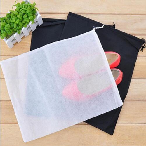 Wholesale Non-woven Drawstring Black White Pouch Travel Storage Shoe Dust-proof Tote Dust Bag Case LX2467