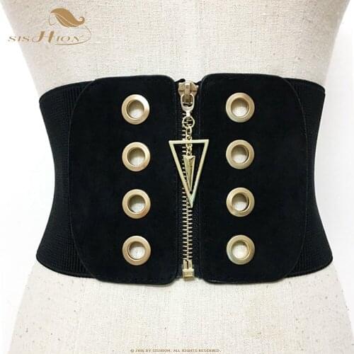 Women Wide Corset Belt Female Fashion Slim Black Elastic Body Style High Waist Dress Stretch Belts For Woman Waistband VD2301