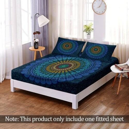 3D Print Fashion Bohemian Mandala Fitted Sheet Bedroom Flats Home Decor Custom Modern Elastic Band Bed Sheet Queen King Adult