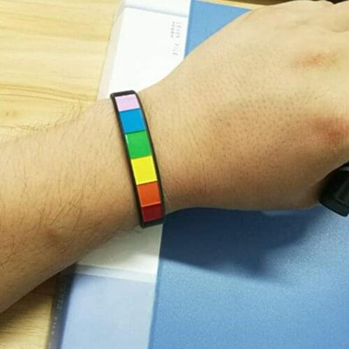 Rainbow Gay Lesbian LGBTQ Pride Plastic Silicone Sports Bracelet For Women Man Fashion Jewelry Accessories