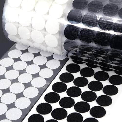 300 Pair 10 - 20*30Mm White Black Self Adhesive Tape Fastening Tape Strong Adhesive Magic Disc Stickers Round Hook Loop Tape