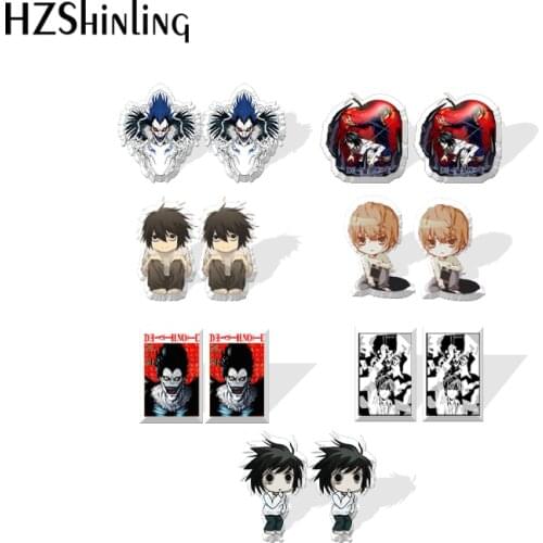 Deathe Note Anime Cartoon Acrylic Stud Earrings Pattern Resin Epoxy Ear Jewelry