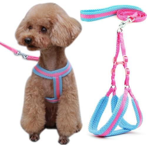 Dog Cat Harness Vest Solid Breathable Mesh Pet Products Dogs Leash Harness Adjustable Collar Puppy Small Dog Outdoor Walking
