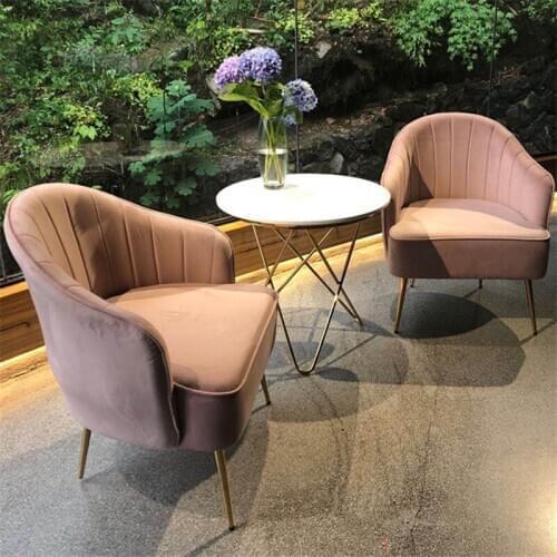 Nordic Living Room Chair Bedroom Pink Dresser Chair Modern Chair Light Luxury Makeup Chairs Gold Lazy Sofa Chair Table Sofa Set