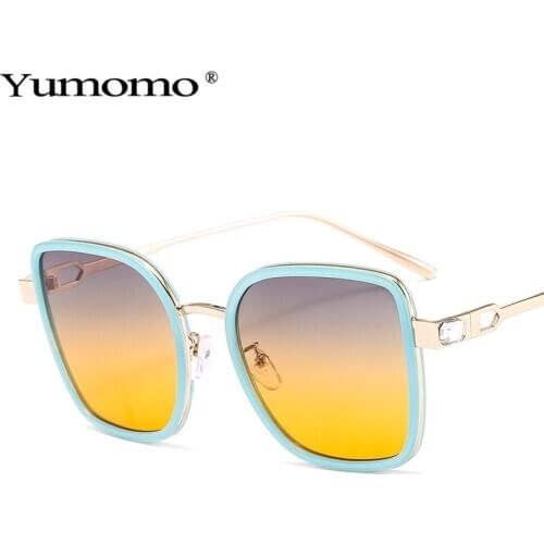 2021 Fashion Square Sunglasses Women Men Big Frame Jelly Color Rhinestone Gradient Sunglasses Female Retro Glasses UV400