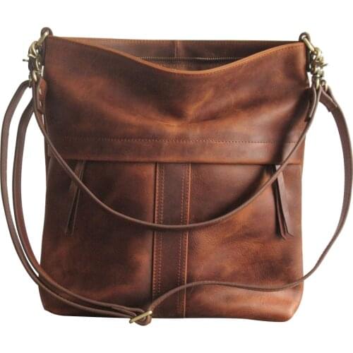 Soft PU Leather Women Bucket Underarm Bag Retro Solid Color Ladies Zipper Vintage Designer Large Capacity Shoulder Bags