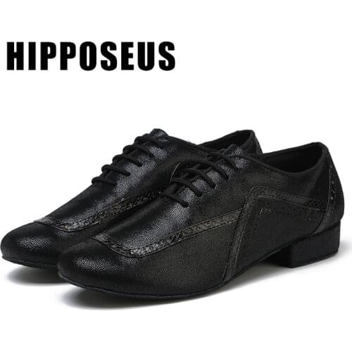 HIPPOSEUS Mens Dance Shoes For Men Boy Latin Dance-shoe Ballroom Modern Tango Jazz Salsa Practice Dancing Shoes Genuine Leather