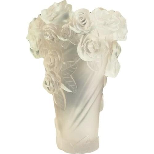 Eastern High-end Roses Design Vase Flowers Container Color Glazed Pot Fascination Luxry Crystal Artwork Desktop Arab Home Decor