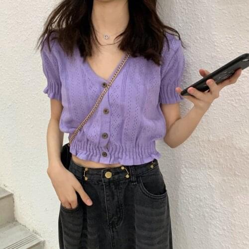 Knit Short Sleeve Striped Shrug Short Loose Classic Casual Lightweight Ruffle Knit For Women Girls NYZ Shop