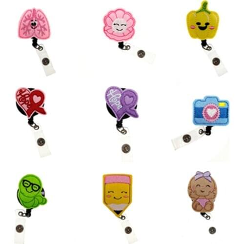 A series of Medical Nurse Retractable Badge Reel Cute Felt Animal Worm Pencial ID Card Badge Holder Teacher Gift