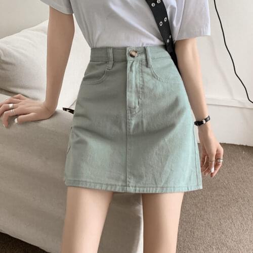 Womens High Waist Denim Skirt Faldas Jupe Femme High Street Vintage Solid Summer Pockets Mini Short Saia Jeans Feminina Y230