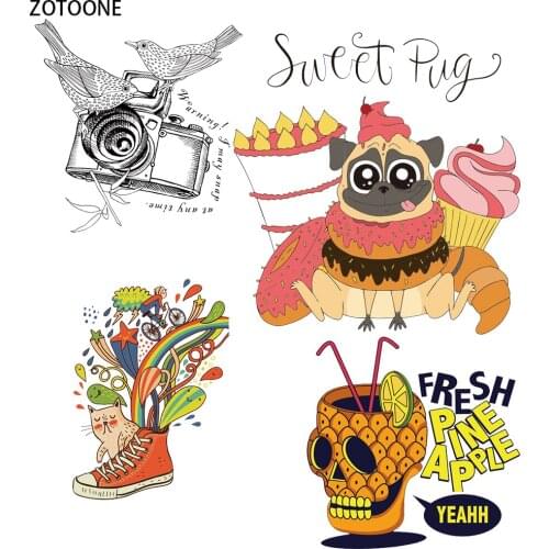 ZOTOONE Funny Animals Patches for Clothing Unicorn Heat Transfers for T-shirts Stickers Skull Applications Iron on Stickers Gift