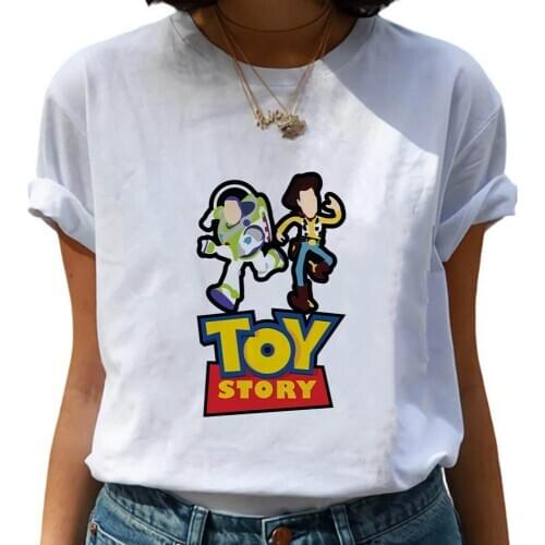 Women summer Girls Casual T-shirt Short Sleeve O Neck Loose Tshirt Toy Story Woody Buzz Lightyear Print Unisex Tops Dropship
