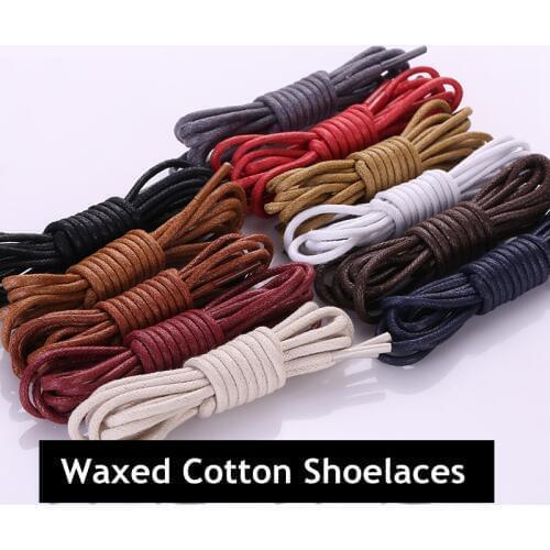1 Pair Cotton Waxed Shoelaces Leather Waterproof Round Shoe laces Martin Boots Shoelace Shoestring Length 80/100/120/140CM P2