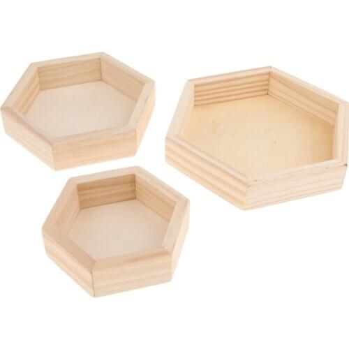 Portable 1Pc Wood Shape Hexagonal Storage Box Wedding Gift Jewelry Storage