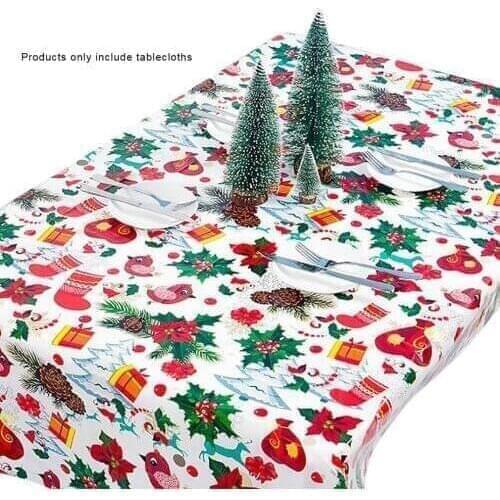 1pcs 110*180cm Christmas Table cloth Dinner Party New Year Printed Rectangle PVC Tablecloth Christmas Table Cover Decorations