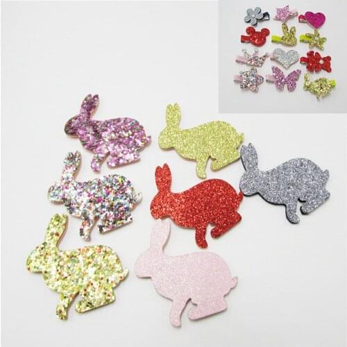 100pcs/lot glitter rabbit padded applique Crafts for headwear hairbands ornament dress decoration DIY accessories