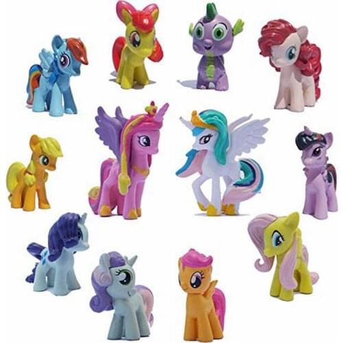 12 pcs/Set My Cute pvc Lovely Little Horse Action Toy Figures Dolls For Birthday Gift 3-5cm