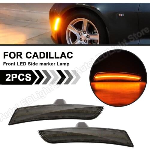 2Pcs Front Bumper Fender LED Side Marker Light Lamp Auto Lights For 2015 2016 2017 2018 2019 Cadillac ATS CTS CTS-V Amber Light