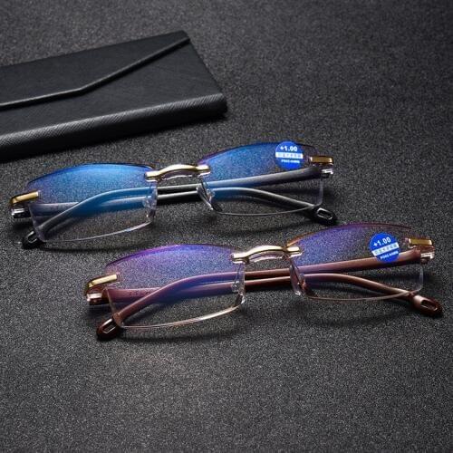 2018 Brand Blue Light Blocking Glasses Mens Diamond Cut HD Blue Film Resin Lens Womens Reading Glasses NX