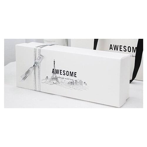 23.5*8.4*5.5CM Hand-painted biscuit paper Box, White candy gift boxes,Chocolates Macaroon Snacks packing box 100pcs/lot