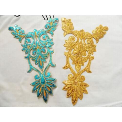 25*16 cm stage costume clothing accessories sequins embroidery flower cloth paste neckline Patch stickers motif