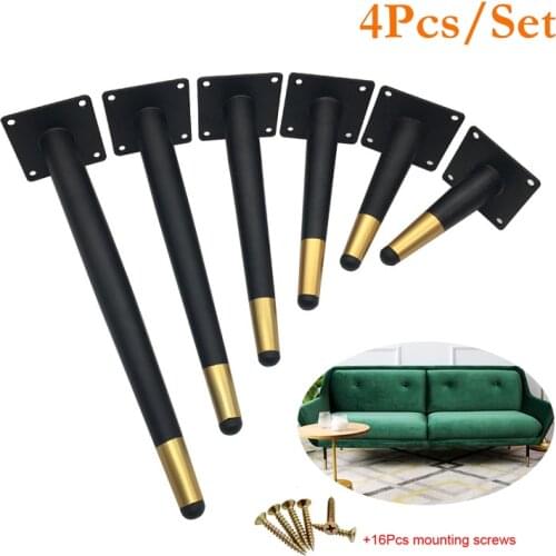 4Pcs Furniture Table Legs Load 800KG Metal Tapered Sofa Cupboard Cabinet Leg Feet H:10/12/15/20/25/30/35CM With Mounting Screws