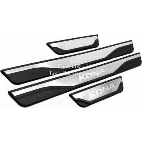 Accessories For Hyundai Kona Encino Kauai 2018 2019 Door Sill Welcome Pedal Cover Scuff Plate Protector Sticker Car Styling