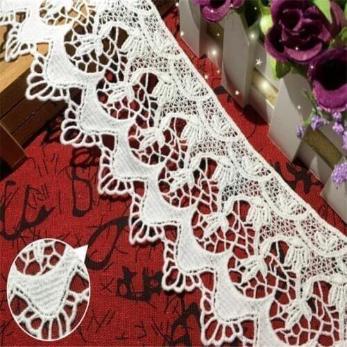 8cm Width Sewing Accessories Water Soluble Floral Lace Applique White Embroidered Lace Trim