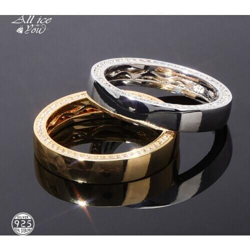 ALLICEONYOU Best Quality 925 Sterling Fashion Street AAA Cubic Zircon Engagement Ring CZ Hip Hop Silver Jewelry Gifts