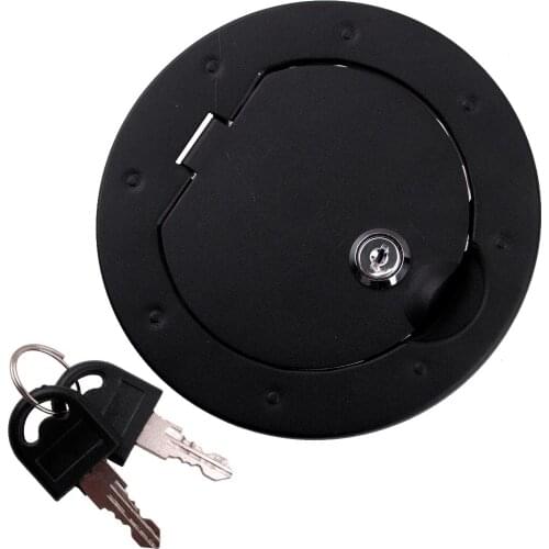 Car Powder Coated Locking Fuel Filler Door Cover Gas Tank Cap Fit for Jeep Wrangler JK 2/4 Door 2007-2014 2015 2016 2017 2018