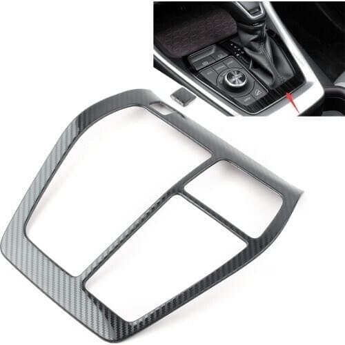 Carbone Fiber Car Inner Gear Shift Box Panel Molding Cover Trim Stainless Steel Decoration For 2019 2020 Toyota RAV4 RHD Only
